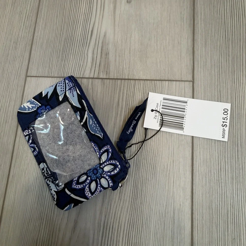 Vera Bradley TROPICS TAPESTRY Zip‎ ID Case NWT Blue